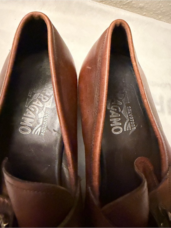 Salvatore Ferragamo Brown Leather Bit Slip-Ons, pre-owned, gently used main image 10